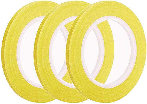 3 Pack 1/4" x 60yard Yellow Painters Tape with Thin Narrow Finishing & 14 Day Easy Removal Trim Edge (6mm/.25in Wide)