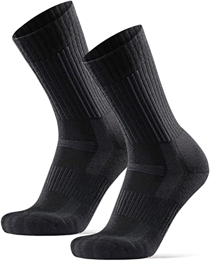 Calcetines Premium de Senderismo de Lana Merina, para Hombre y Mujere, para Otoño e Invierno, Trekking y Actividades al aire libre, Térmicos, Anti-rozaduras, Acolchados, Absorbentes Y Transpirables, Negros, Gris, Azul, Pack de 2 Pares