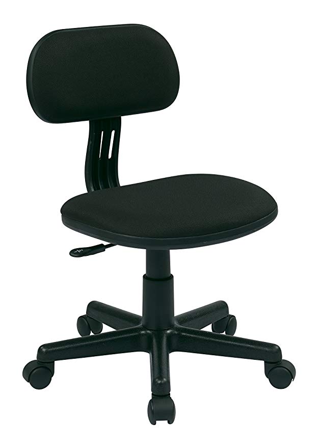 Office Star Fabric Seat and Back Armless Task Chair, Black