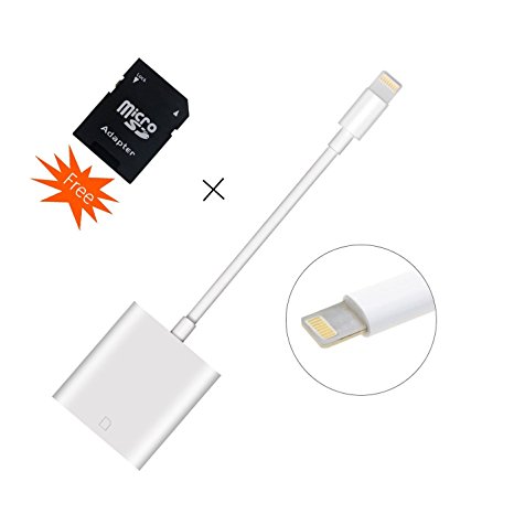 iPhone SD Card Reader/Lightning to SD Card Camera Reader Trail for iPhone/iPad No APP Needed Support IOS 10.3.1 or Up for iPhone or IOS 8.0 Above for iPad(iPhone sd card)