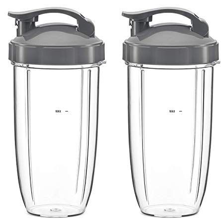 NutriBullet Flip Top To Go Lid with 32oz Tall Cup,Fits Nutribullet 600W 900W Blenders (2 Pack)