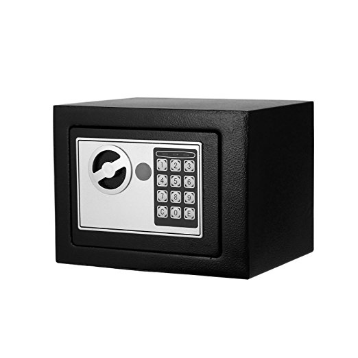 Vividy Mini Security Safe (6.7 x 6.7 x 8.9 inch), Electronic Digital Steel Security Box, Safes And Lock Boxes, Money Box, Safety Boxes with Keys for Home Office Hotel Personal Keep Money Cash Jewelry