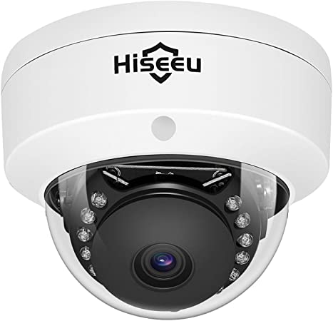 Hiseeu 5MP PoE Dome Security Camera with Audio, IP Network Camera for Indoor Outdoor Security,Add-on PoE Security Camera Waterproof, Mobile Remote Access,Super HD Night Vision