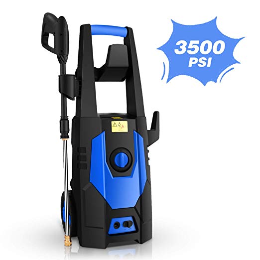mrliance 3500PSI Electric Pressure Washer, 2.0GPM Electric Power Washer High Pressure Washer with Spray Gun, Brush, and 4 Quick-Connect Spray Tip (Blue)