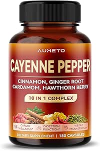 Cayenne Pepper Capsules - Ultra complex with Cinnamon, Ginger, Cardamom, Hawthorn Berry - Support Digestion, Circulation & Overall Wellness (180 count (pack of 1))