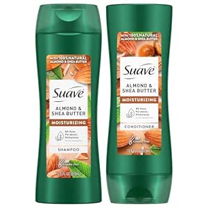 Suave Shampoo and Conditioner Set, Almond & Shea Butter - Moisturizing Shampoo & Conditioner, Dry Hair Treatment, Scented, 12.6 Oz Ea (2 Piece Set)