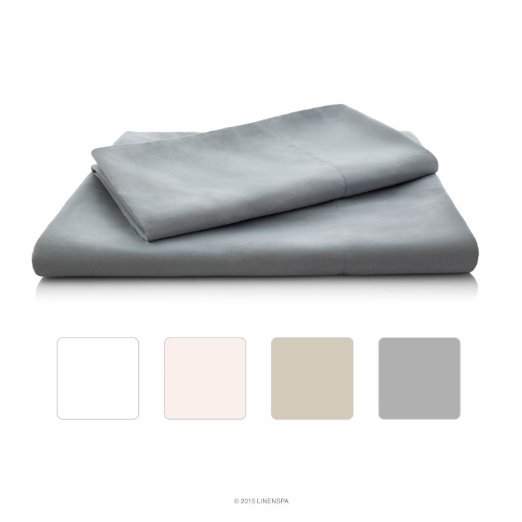 LINENSPA Brushed Microfiber Ultra Soft Bed Sheet Set - Wrinkle Resistant - Twin Size - Stone