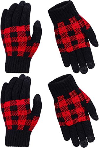 Cooraby 2 Pairs Kids Gloves Touchscreen Gloves Winter Stretch Knitted Gloves Magic Gloves for Boys and Girls