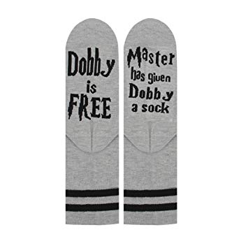 Crew Casual Socks, Master has given Dobby a sock Dobby is Free, Combed Novelty Socks For Men & Women
