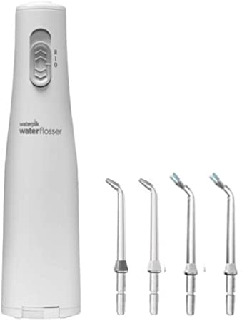 Waterpik WF02 Cordless Express Water Flosser and Replacement Plaque Seeker Tips Pack of 2. Deliver Water Solution Deep into Periodontal Pockets. Battery Operated, Portable & Waterproof