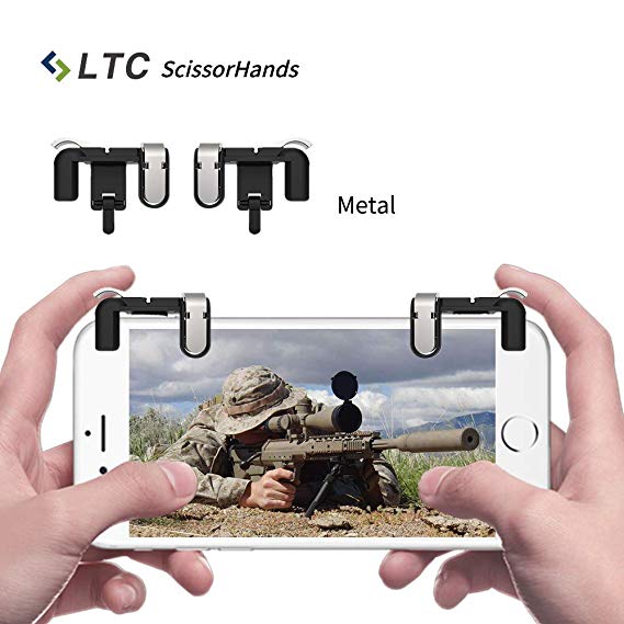 LTC “Scissorhands” Trigger M2 Mobile Game, Metal Buttons, Sensitive Shoot Aim as L1R1 Mobile Game Joysticks Shooting Survival Games, Fit Android iOS Smartphone (Black Trigger)