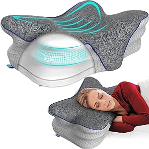 Everlasting Comfort Cervical Neck Pillow for Sleeping - Ergonomic Adjustable Height Pillow for Neck Pain Relief and Shoulder Pain - Side Sleeper Pillow - Contour Memory Foam Pillow for Back, Stomach