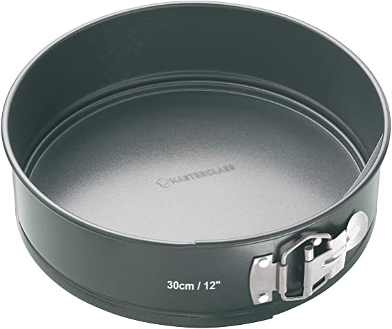 MasterClass KCMCHB45 30 cm Springform Cake Tin with Loose Base and PFOA Non Stick, Robust 1 mm Carbon Steel, 12 Inch Extra Large Round Pan, Grey