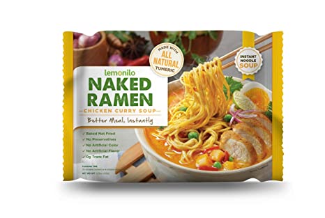 Lemonilo Ramen, Natural Oven Baked Instant Tumeric Ramen Noodles, Chicken Curry Soup, 100 grams (4 Pack)