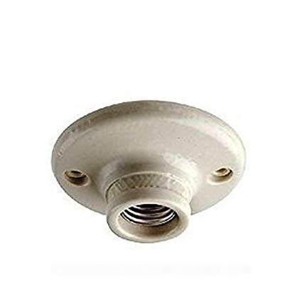 Leviton 9874 Porcelain Outlet Box Mount, Incandescent Ceiling Lampholder, Keyless, White