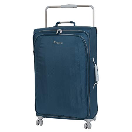 IT Luggage 31.5" World's Lightest 8 Wheel Spinner, Ashes with Vapor Blue Trim