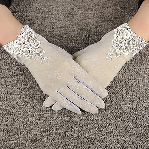 Women Sunscreen Gloves Sun Gloves Fishing Golf Driving Sunscreen Gloves Stretch Anti-Slip Touch Screen Sun UV Protection Lace Gloves Party Gloves Gloves Summer Lady Screentouch Gloves