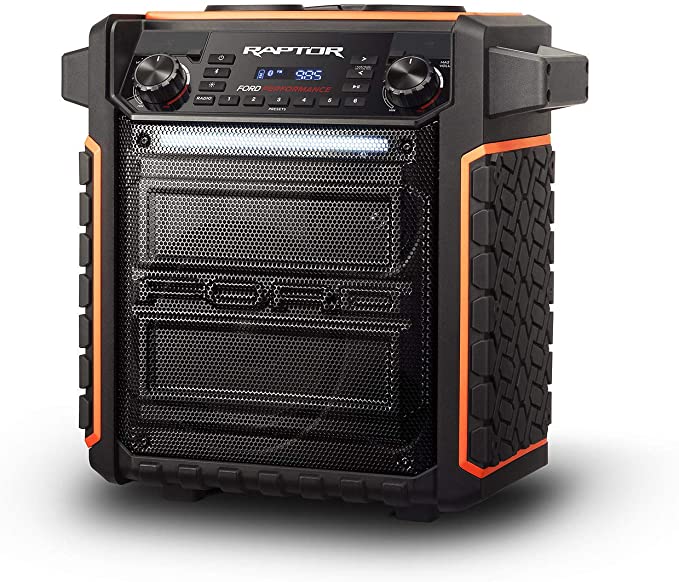 ION Audio Raptor | Portable 100-watt Water-Resistant Speaker with Rechargeable Battery, Bluetooth Streaming, AM/FM Radio and Multi-Color Light Bar