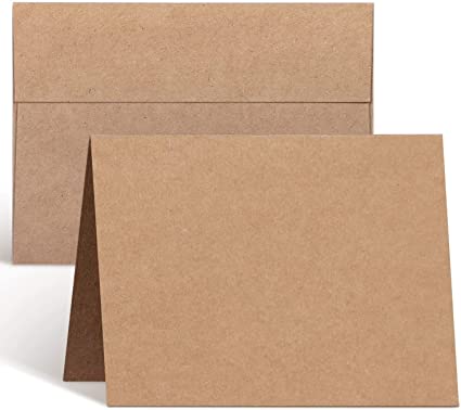 Blank Cards and Envelopes 100 Pack, Ohuhu 4 x 6 Heavyweight Kraft Paper Folded Cardstock and A4 Envelopes for DIY Greeting Cards, Wedding, Birthday, Invitations, Thank You Cards & All Occasions