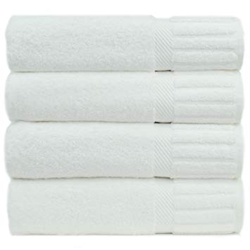 Luxury Hotel & Spa Towel 100% Genuine Turkish Cotton Piano (White, Bath Towel - Set of 4)