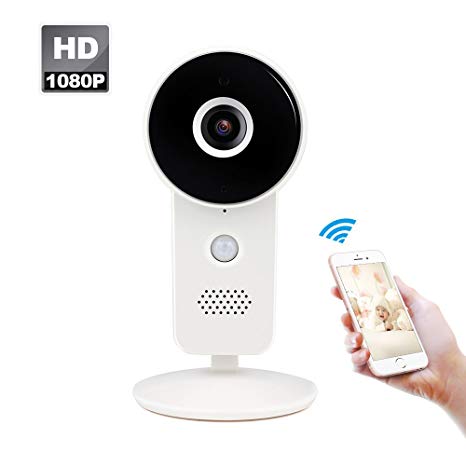 Wireless IP Camera 1080P WIFI Home Security Camera, Super Wide View Angle Nanny Cam,Panoramic WiFi Camera Surveillance System with PIR Motion Detection,Night Vision,Two Way Audio for Pet/Elder/Baby