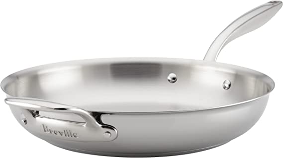 Breville Thermal Pro Stainless Steel Frying Pan/Fry Pan/Skillet with Helper Handle - 12.5 Inch, Silver