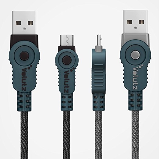 Volutz Micro USB Cable Nylon Braided, 2-Pack (6.6ft   6.6ft) Tough, Reinforced and Fast Micro USB for Android Devices, Samsung, Huawei, HTC, Sony and More - Armorcord Series