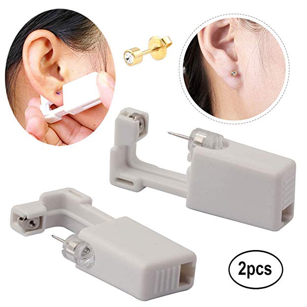 Hermosa Ear Piercing Gun Earring Disposable Ear Stud Gun Sterile No Pain Ear Piercing Gun 2 Pack