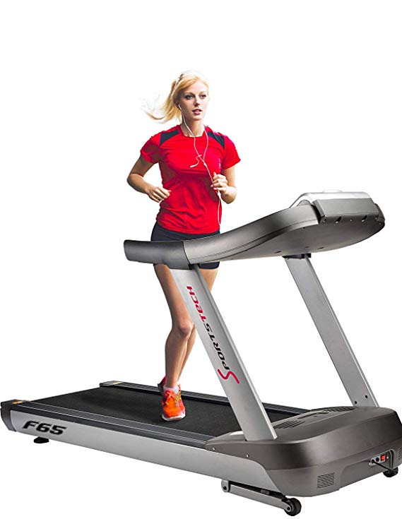 Sportstech F65 Professional Treadmill with 7 inch Display 8.5 HP up to 25km/h - Extra Large 1600x600mm Running Surface - HRC Function - 109 Training Programs