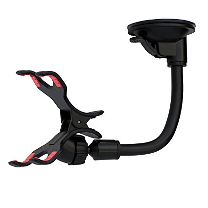 IPOW Universal Long Arm/neck 360 Degree Rotation Windshield Car Mount Cradle Holder System for Cell Phones Iphone 6/6 Plus/5s/5c/5/4s/4, Ipod Touch, Samsung Galaxy S5/s4/s3 Car Mount, Samsung Galaxy Note, Nokia, Motorola, Blackberry Bold 9900/q10/z10