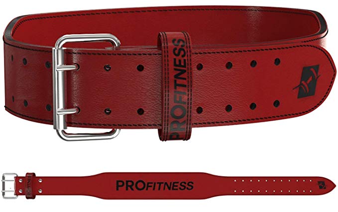 ProFitness Genuine Leather Weight Lifting Belt | Proper Weightlifting Form for Squats, Deadlfits, Powerlifting & Cross Training