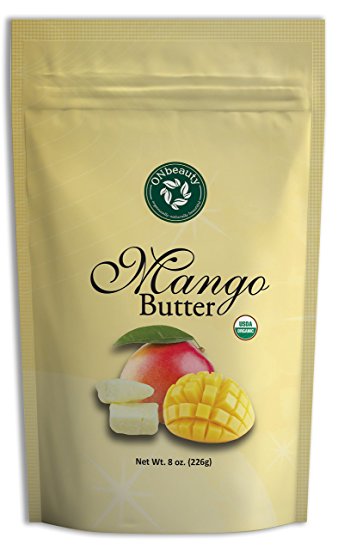 Organic Mango Butter - USDA Certified, Pure, Natural, DIY Skin/Hair Care, Unscented (8 oz)