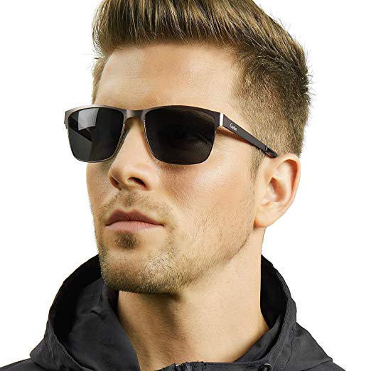 Carfia Polarised Mens Sunglasses Square Frame UV400 Protection for Driving