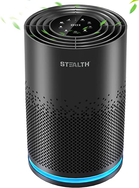 STEALTH Air Purifier for Home, H13 True HEPA Filter Cleaner with Washable Filter, PM2.5 Monitor, Covers up to 1450 Ft², Captures 99.97% of Airborne particles for Smoke, Dust, Odors, JAP230, Black