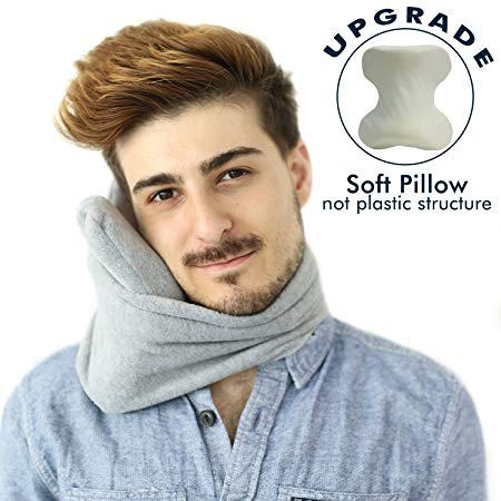 Neck Travel Pillow, Super Soft Memory Foam Travel Neck Scarf, Lightweight Airplane Neck Pillow for Airplane, Car, and Office,Give You Enough Support, Washable and Portable ,Grey