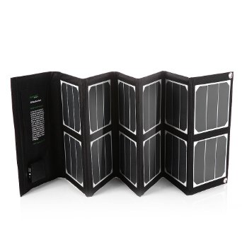 High Efficiency Poweradd 40W Solar Charger 5V USB  18V DC Portable Foldable Solar Panel Charger for Apple Samsung GPS Gopro Acer Asus Dell HP Toshiba Lenovo Notebooks Laptops and More