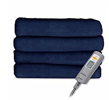 Sunbeam Velvet Plush Heated Throw Blanket 60" x 50" (Various Colors) (Blue)