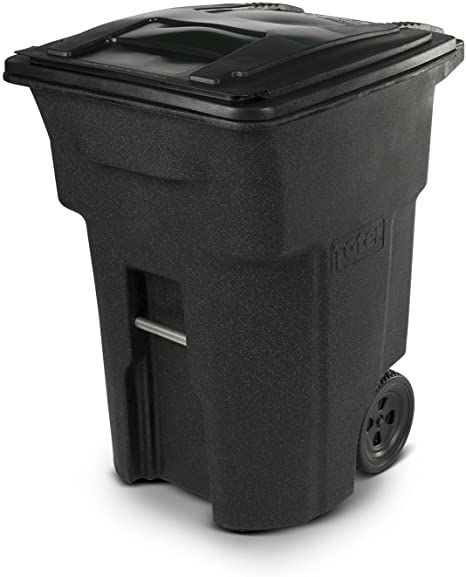 Toter 79296-R1209 96 Gallon Blackstone Trash Can with Wheels and Attached Lid