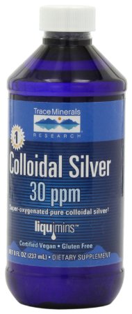 Trace Minerals Research Liquimins Colloidal Silver 30 ppm Dietary supplement Liquid Formula  8 fl oz bottle