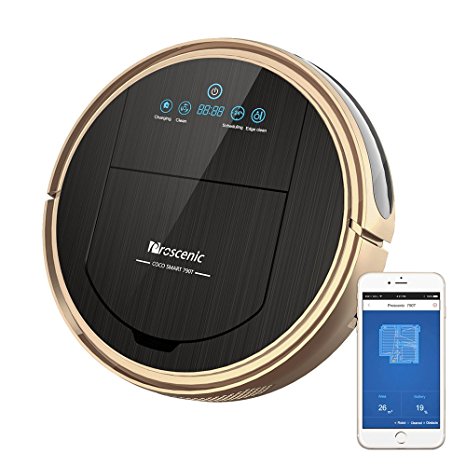 Proscenic 790T WIFI Robotic Vacuum Cleaner Smartphone APP Remote Control,2D Map with APP,Ultrasonic Radar,Floor Mopping Robot with Water Tank&Dust bin Gold