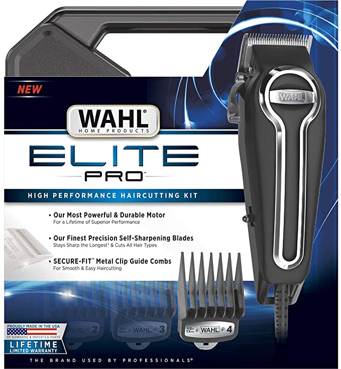 Clipper Elite Pro High Performance Haircut Kit for men with Hair Clippers, Secure fit guide combs with stainless steel clips By The Brand used by Professionals. #79602