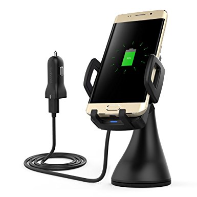 dodocool Qi Wireless Charger Fast Wireless Charging Car Mount for Samsung Galaxy S8 / S8  / S7 / S7 Edge / S6 Edge  / Note 5 / Nexus 7(2nd Gen)/ 5 / 6 and Others (2-coil)