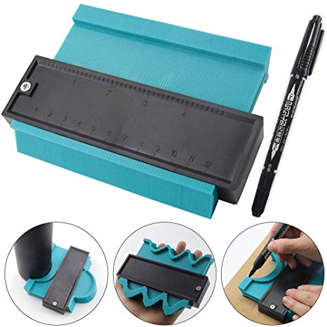 Contour Gauge Duplicator 5 Inch Shape Duplicator General Tools with A Mark Pen, Shaping Measure Ruler, Woodworking Shape Tracing Template, Craft Profile Jig Guide, Plastic Pipe Tile Frame Gauge