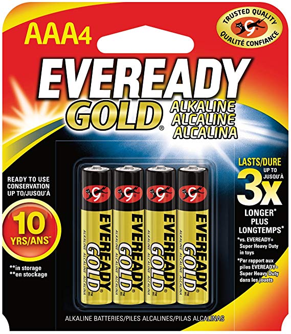 Eveready Gold Alkaline Batteries AAA, 4-Count
