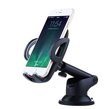 Car Mount, BEVA Windshield Car Phone Holder Universal Dashboard 360 Degree Rotation Phone Mount One-Hand Operation Car Cradle for iPhone 7 7 Plus 6 6s 5S, Galaxy S8 S7 S6 Note 5, HTC, Huawei and More