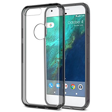 Google Pixel Case, OMOTON Slim Fit Case with Shock Absorbing TPU Bumper and Anti-Scratches Hard Acrylic Back for Google Pixel [5.0 Inch] ( 2016 Released ) Clear / Black, Not Fit Pixel XL