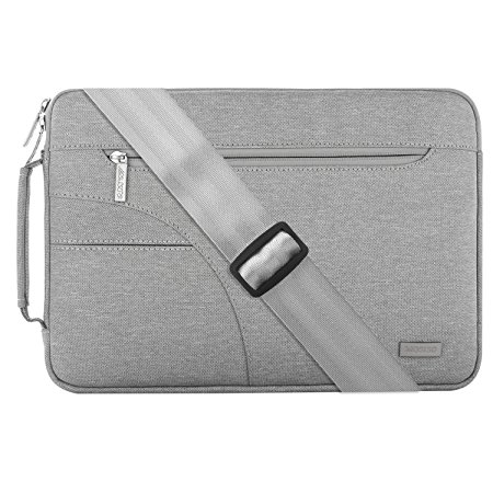 Mosiso Polyester Fabric Sleeve Case Cover Laptop Shoulder Briefcase Bag for 15-15.6 Inch MacBook Pro, Ultrabook Netbook Tablet, Gray