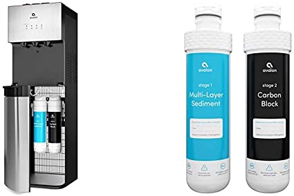 Avalon A5 Self Cleaning Bottleless Water Cooler Dispenser, Stainless Steel & 2 Stage Replacement Filters For Avalon Branded Bottleless Water Coolers (PURCHASED AFTER JANUARY 2018), 1500 Gallons