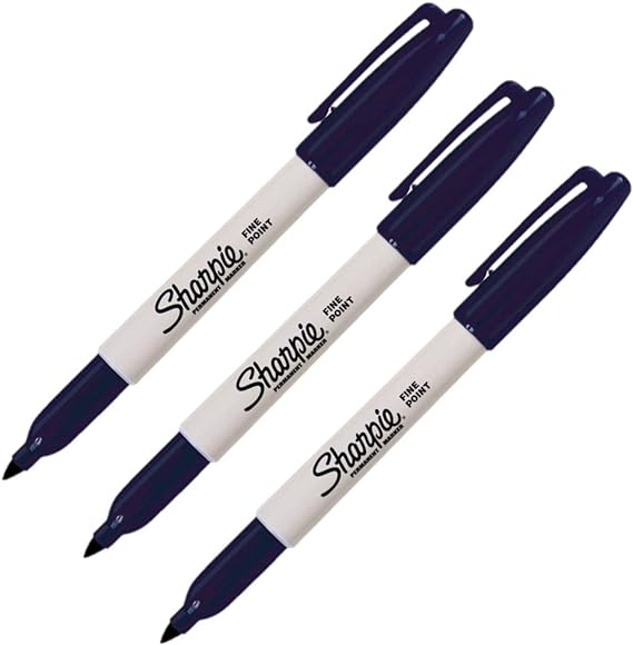 Fine Point Permanent Marker Pen Navy Blue, 3 Pack