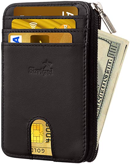 Slim Wallet Credit Card Holder - Leather RFID Blocking Minimalist Men's Wallet